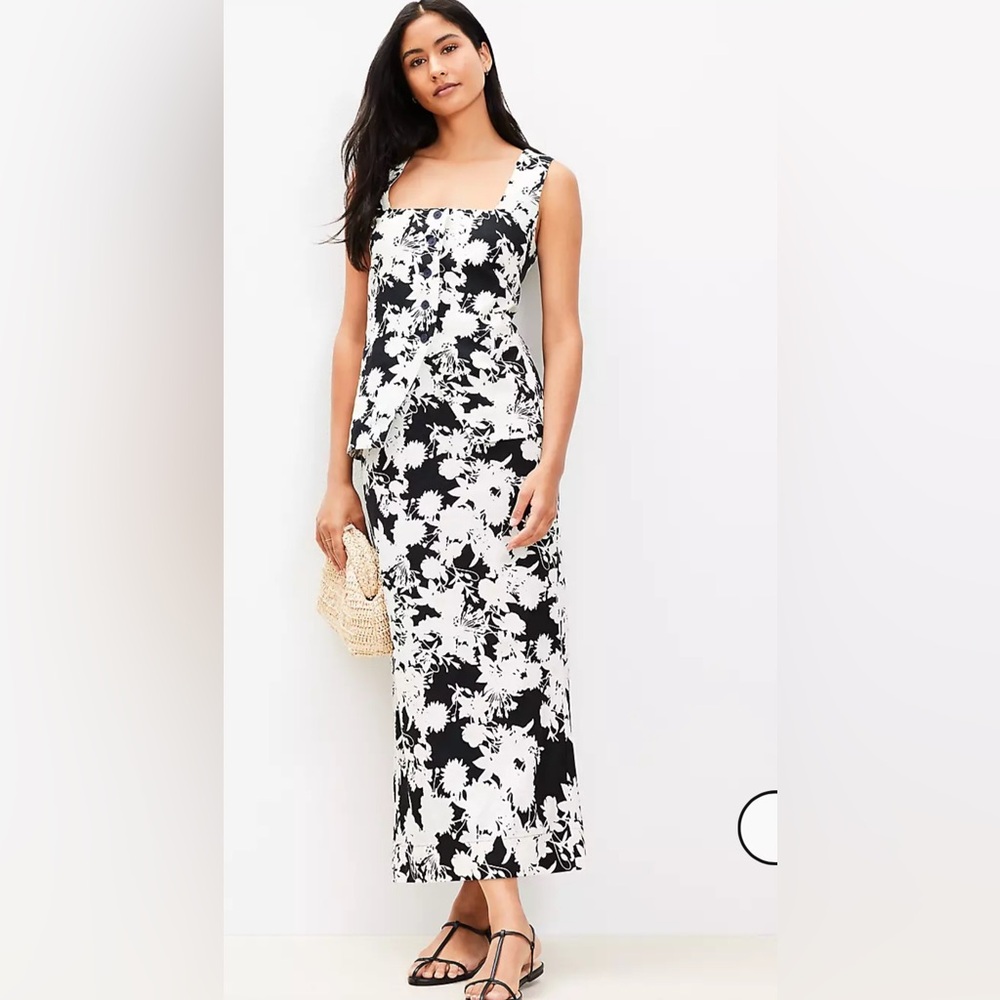 Black and White Floral Linen Set